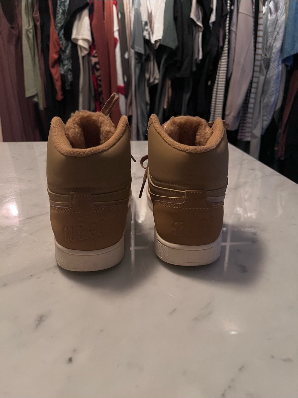 Nike Tan/Brown High Top Sneakers with White Sole